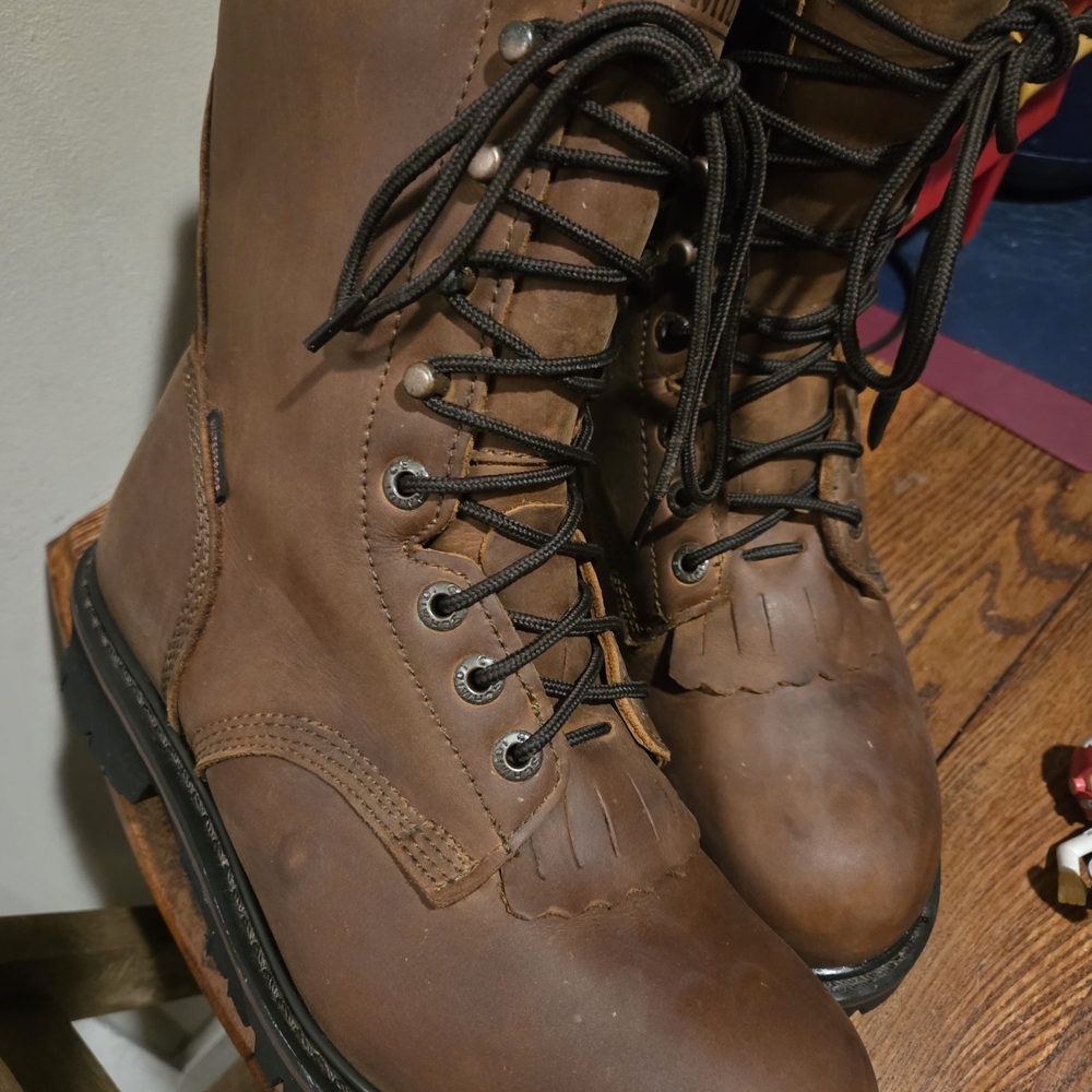 Men's Brown Lace-Up Leather Work Boots